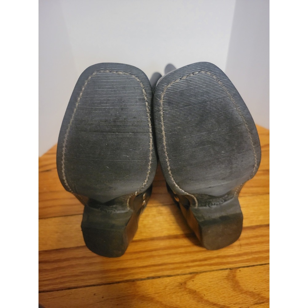 Double H Harness Vintage Boots Biker Motorcycle Sq Toe Black Leather Women 7.5 - Picture 7 of 15
